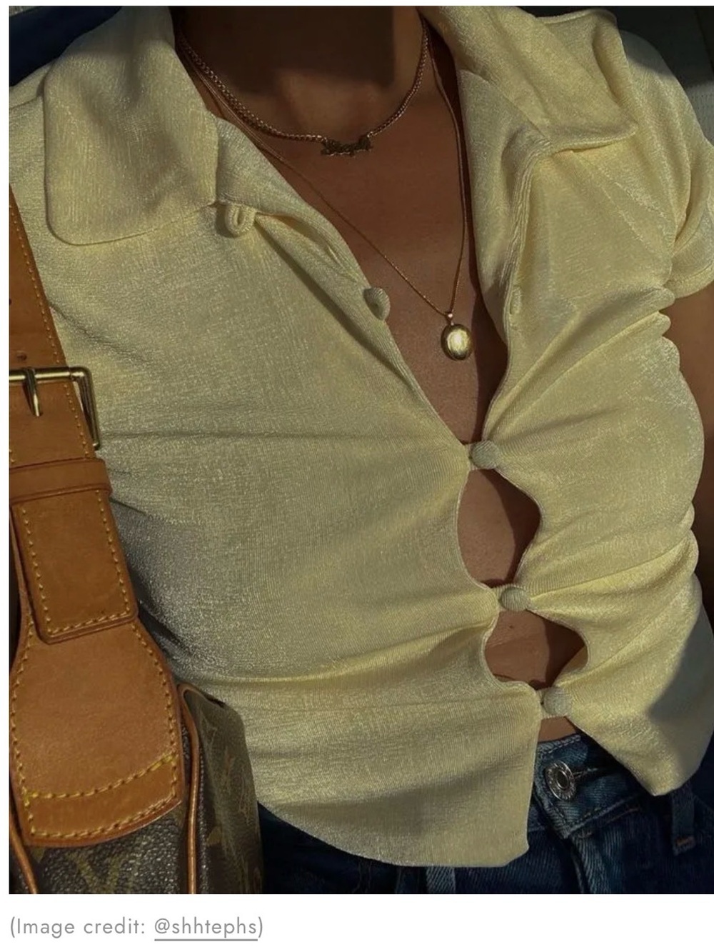 With Jean Cream Short-Sleeve Button Down Top
